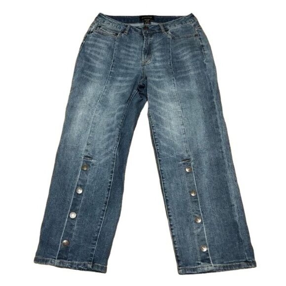 Ashro Boho Snap Front Cropped Jeans Size 6 - Picture 4 of 10